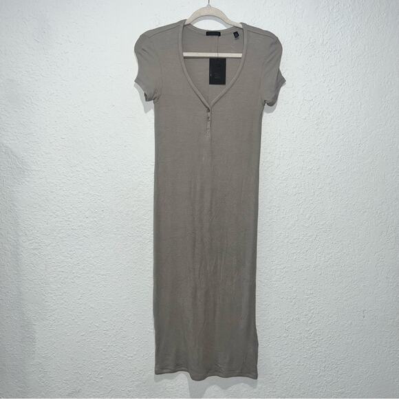 ATM Womens Stretch Short Sleeve Modal Ribbed Midi Dress Size Small - Picture 2 of 7